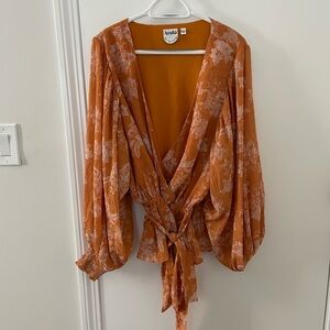 Yellow Floral Bell Sleeve Top